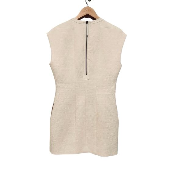 Helmut Lang Erosion Pockets Cotton Wool Textured Mini Sheath Cream Ivory Dress 2 - Picture 9 of 15